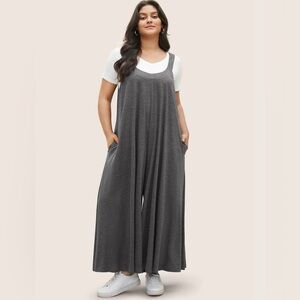 NWT BloomChic Supersoft Essentials Solid Pocket Adjustable Straps Jumpsuit 22-24